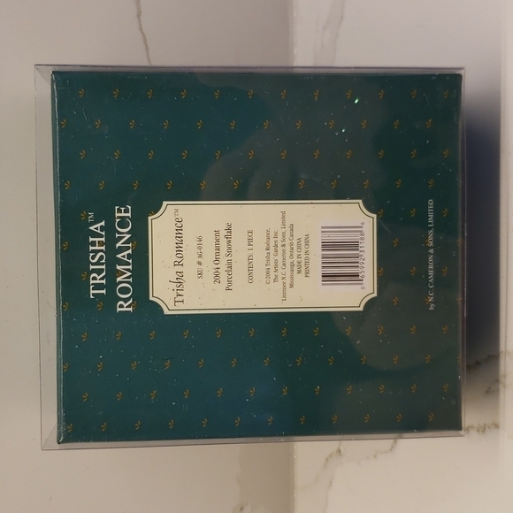 trisha Romance 2005 Ornament Porcelain Snowflake Gold Tassel 4.5"Diam - Picture 7 of 8